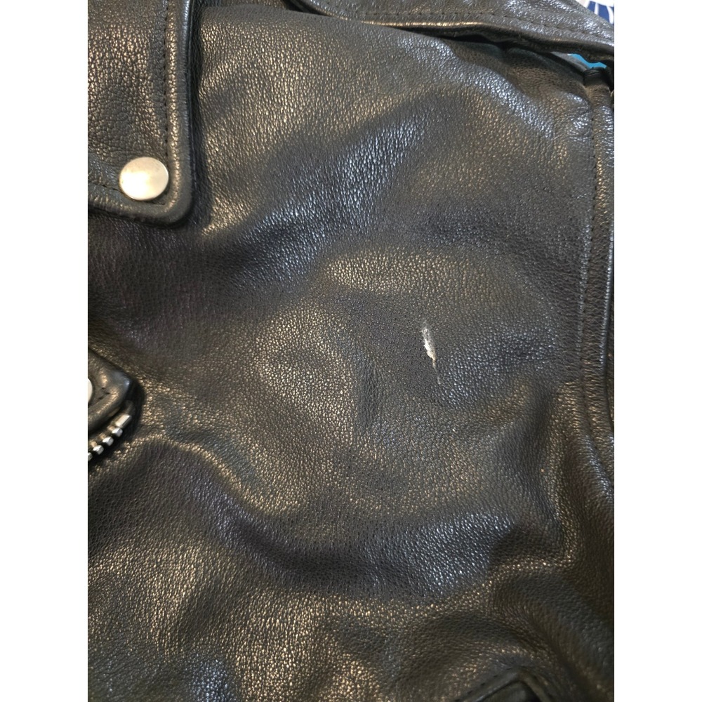 Vintage MOB 5XL Black Leather Motorcycle Biker Jacket Belted Lace Heavyweight - Picture 9 of 15